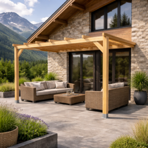 Pérgola Laminada 4x4 Anexada: Diseño Robusto, Madera Premium y Elegancia Natural para el Exterior