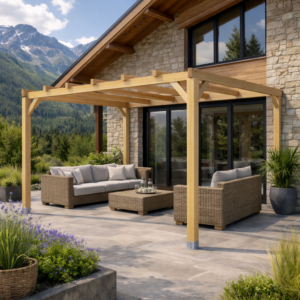 Pérgola Laminada 4x4: Diseño Natural, Madera Robusta y Durabilidad Total para Exteriores