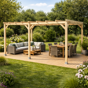 Pérgola Laminada 5x3: Madera Natural, Diseño Premium y Resistencia Total para Jardines y Terrazas
