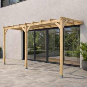 Pérgola madera laminada 6x4 Anexada: Extensión Natural y Resistencia Total para Terrazas y Jardines en Toda España