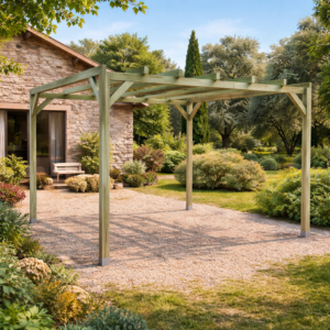 Pérgola de Madera Maciza 4x4 m: Equilibrio Perfecto entre Naturaleza, Estilo y Resistencia