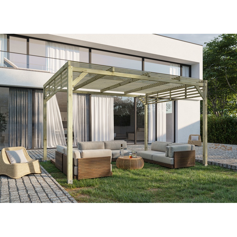 Pérgola Maciza 4x3 “Luz y Sombra”: Equilibrio entre Diseño, Ventilación y Elegancia Natural
