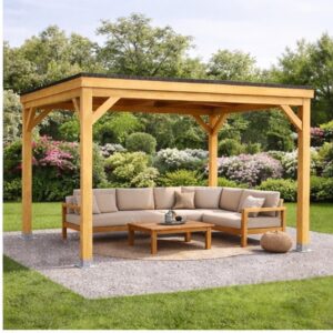 Pérgola Laminada 4x3 Techada: Madera Laminada Premium con Inclinación Técnica y Protección Total para el Jardín