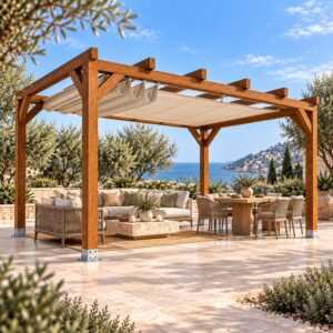 Pérgola Laminada 3×3 con Toldo Corredero