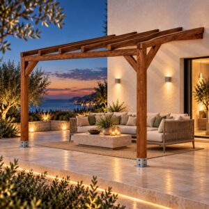 Pérgola madera 4×3 Anexada