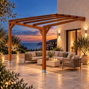 Pérgola madera 4×4 Anexada