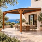 Pérgola madera 4x4 Techada Anexada