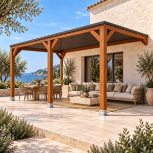 Pérgola madera 5×3 Techada Anexada