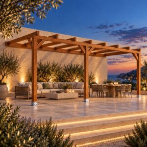 Pérgola madera 6×3 Anexada