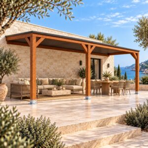 Pérgola madera 6×3 Techada Anexada