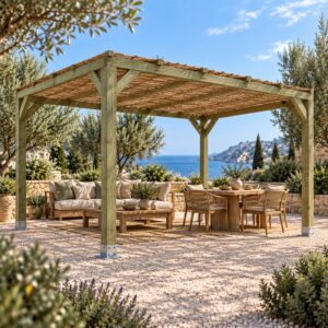 Pérgola Maciza 3×3 con Mimbre