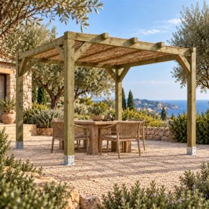 Pérgola Maciza 4×3 con Mimbre