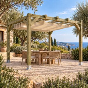 Pérgola Maciza 4×3 con Toldo Corredero