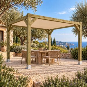 Pérgola Maciza 4×3 con Toldo Fijo