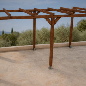 Pérgola de madera laminada 6 × 3 m autoportante abierta