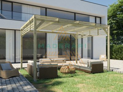 PERGOLA MADERA MACIZA TRATADA CON COBERTURA